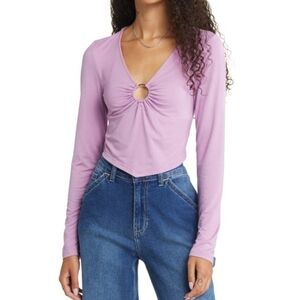 Nordstrom BP Retro O-Ring Knit Top in Pink Gale Size M